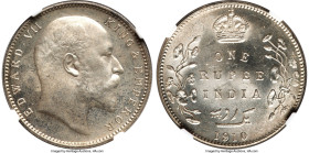 British India. Edward VII Rupee 1910-B MS64 NGC, Bombay mint, KM508. Another laudable example of this date in a near-Gem state of preservation, alive ...
