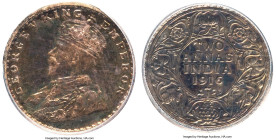 British India. George V Proof Restrike 2 Annas 1916-(c) PR63 PCGS, Calcutta mint, KM515, S&W-8.213. Early Restrike. Wrapped in striking sunset hues wi...