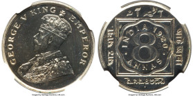 British India. George V Proof Restrike 8 Annas 1920-(b) PR65 NGC, Bombay mint, KM520, S&W-8.135. Conditionally scarce at the second-highest grade on t...
