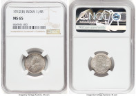 British India. George V 1/4 Rupee 1912-(b) MS65 NGC, Bombay mint, KM518. HID09801242017 © 2023 Heritage Auctions | All Rights Reserved