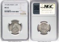 British India. George V 1/2 Rupee 1913-(b) MS62 NGC, Bombay mint, KM522. HID09801242017 © 2023 Heritage Auctions | All Rights Reserved