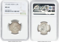 British India. George V 1/2 Rupee 1914-(b) MS64 NGC, Bombay mint, KM522. HID09801242017 © 2023 Heritage Auctions | All Rights Reserved