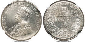 British India. George V Rupee 1915-(b) MS65 NGC, Bombay mint, KM524. Extremely difficult in Gem preservation, this type represents the apex of the NGC...