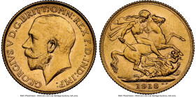 British India. George V gold Sovereign 1918-I MS62 NGC, Bombay mint, KM-A525, S-3998. HID09801242017 © 2023 Heritage Auctions | All Rights Reserved