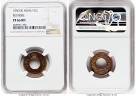 British India. George VI Proof Restrike Pice 1947-(b) PR66 Red NGC, Bombay mint, KM533. Slightly more attainable than the original strike, but especia...