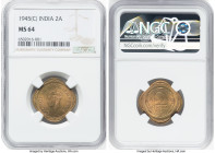British India. George VI 2 Annas 1945-(c) MS64 NGC, Calcutta mint, KM543. HID09801242017 © 2023 Heritage Auctions | All Rights Reserved