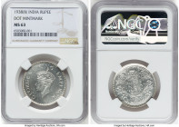 British India. George VI Rupee 1938-(b) MS63 NGC, Bombay mint, KM555. Scarcer variety with dot mintmark. HID09801242017 © 2023 Heritage Auctions | All...