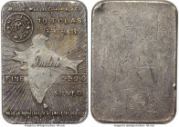 British India. Manilal Chimanlal & Co. Bombay silver 10 Tolas Ingot ND (c. 1970s) AU55 NGC, KM-X33. 31x45 mm. 116.66 gm. Hallmarked 0.999 fine silver....