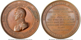 "Military Seminary Addiscombe" bronze Pollock Prize Medal 1842 MS63 Brown NGC, Pudd-847.1 (RRR). 58mm. By B. Wyon. Very rare Prize Medal awarded by "t...