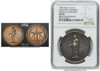 "Medical Congress Bombay" silver Medal 1909 MS60 NGC, Pudd-909.2. 38mm. The obverse features of the goddess of health, Hygeia, and the reverse feature...