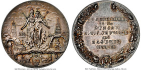 "Industry & Agriculture Exhibition" silver Medal 1910-Dated MS65 NGC, Pudd-909.3. 43mm. "Exhibition of the Punjab N.W.F. (North-West Frontier) Provinc...
