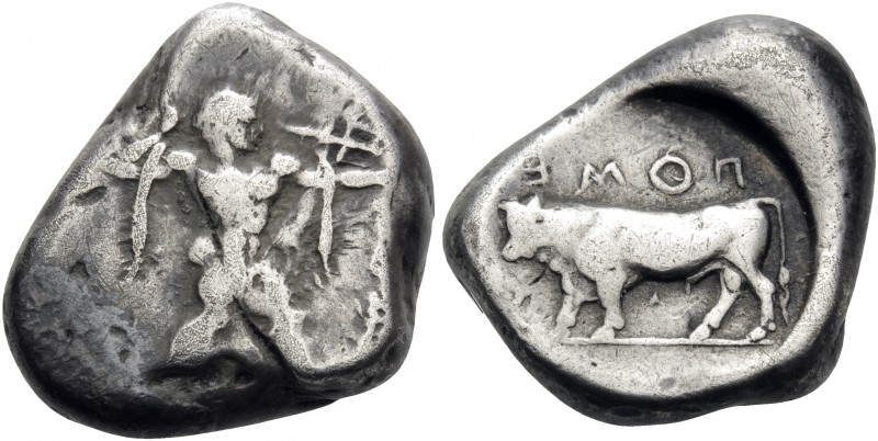 LUCANIA. Poseidonia. Circa 470-445 BC. Stater (Silver, 18 mm, 7.88 g, 3 h). Pose...