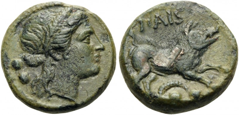 LUCANIA. Paestum (Poseidonia). Second Punic War, 218-201 BC. Sextans (Bronze, 15...