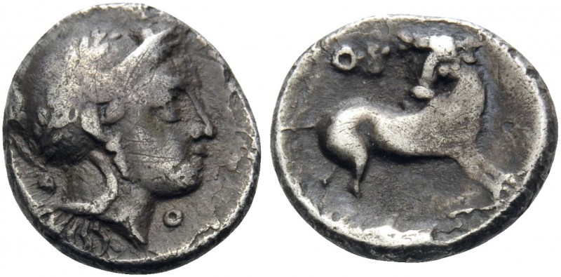 LUCANIA. Thourioi. Circa 443-400 BC. Diobol (Silver, 10 mm, 0.87 g, 9 h). Δ-O He...