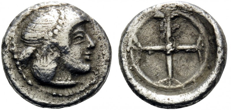SICILY. Syracuse. Deinomenid Tyranny, 485-466 BC. Obol (Silver, 9 mm, 0.58 g). H...