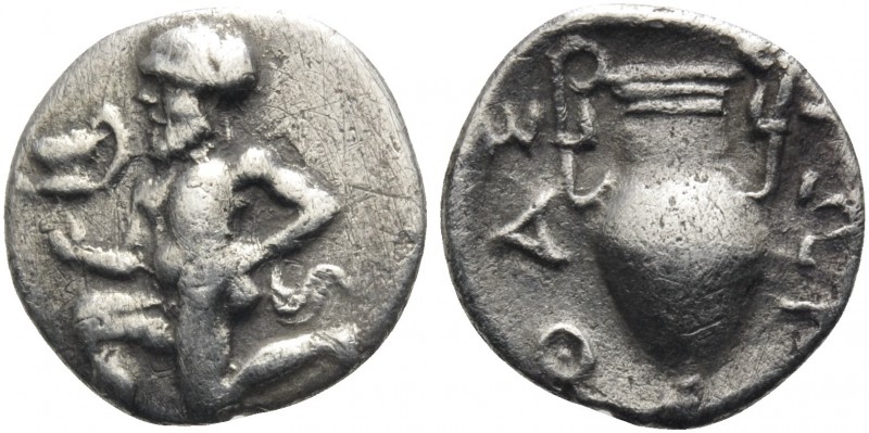 ISLANDS OFF THRACE, Thasos. Circa 411-340 BC. Trihemiobol (Silver, 11.5 mm, 0.68...