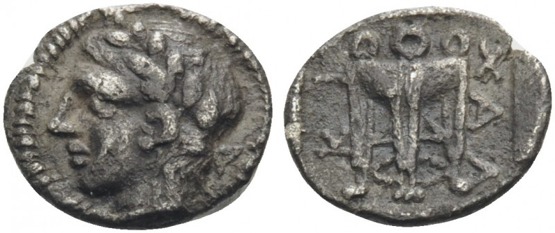 MACEDON, Chalkidian League. Circa 432-348 BC. Hemiobol (Silver, 7.5 mm, 0.27 g, ...