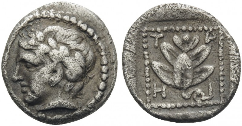 MACEDON, Chalkidian League. Circa 432-348 BC. Trihemiobol (Silver, 10 mm, 0.52 g...