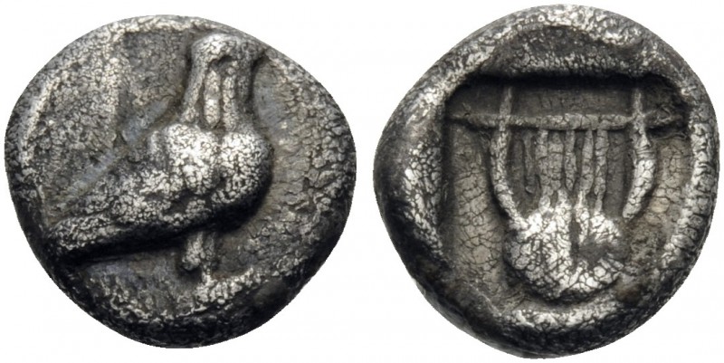MACEDON. Olophyxos. Circa 450 BC. Obol (Silver, 7.5 mm, 0.52 g, 12 h). Eagle sta...