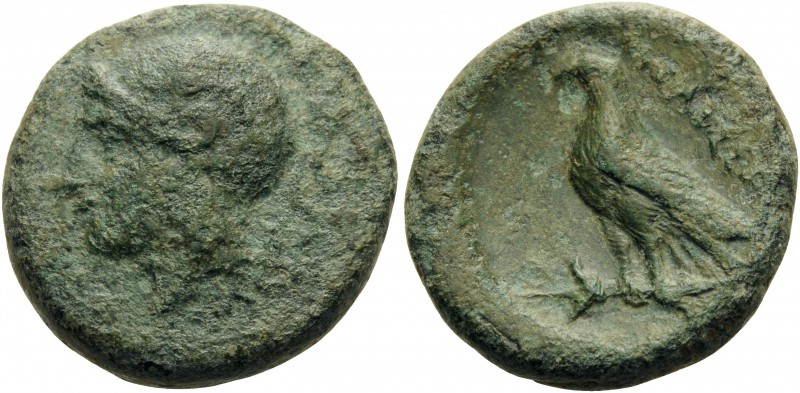 EPEIROS. The Molossi. Circa 400-350 BC. (Bronze, 20 mm, 6.75 g, 10 h). Helmeted ...