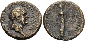 TROAS. Alexandria Troas. Vespasian, 69-79. (Bronze, 20 mm, 4.39 g, 12 h). IMP VESPASIANVS AVG Laureate head of Vespasian to right. Rev. APOLLO ZMIN / ...