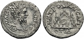 CAPPADOCIA. Caesaraea-Eusebia. 193-211. Drachm (Silver, 18.5 mm, 3.05 g, 11 h), Year 14 = 206. AY KAI Λ CЄΠTI CЄOYHPOC Laureate head of Septimius Seve...
