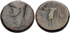 JUDAEA. Ascalon. Nero, 54-68. (Bronze, 22 mm, 12.48 g, 12 h), year 162 = 58-59. [ΣEBAΣTOΣ] Laureate head of Nero to left. Rev. [AΣKAΛΩ] / BΞP Tyche-As...