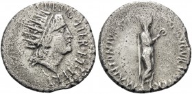 The Triumvirs. Mark Antony. Denarius (Silver, 19 mm, 3.32 g, 4 h), Athens, 38. III•VIR•R•P•C•COS•DESIG•ITER•ET•TERT Radiate head of Sol to right. Rev....