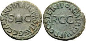 Gaius (Caligula), 37-41. Quadrans (Copper, 18 mm, 3.11 g, 7 h), Rome, 40-41. C CAESAR DIVI AVG PRON AVG around pileus flanked by large S C. Rev. PON M...