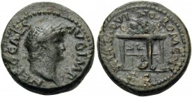 Nero, 54-68. Semis (Copper, 18 mm, 4.40 g, 6 h), Rome, 64. NERO CAES AVG IMP Laureate head of Nero to right. Rev. CERTA QVINQ ROM CON / SC Agonistic t...