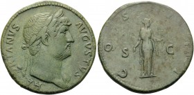 Hadrian, 117-138. Sestertius (Orichalcum, 33 mm, 24.83 g, 6 h), Rome, 124-128. HADRIANVS AVGVSTVS Laureate bust of Hadrian to right, with slight drape...