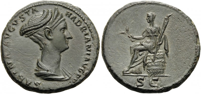 Sabina, Augusta, 128-136/7. As (Copper, 27 mm, 11.41 g, 6 h), struck under her h...