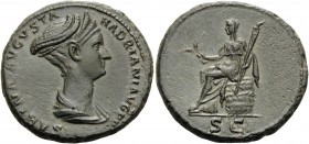 Sabina, Augusta, 128-136/7. As (Copper, 27 mm, 11.41 g, 6 h), struck under her husband, Hadrian, Rome, 128-134. SABINA AVGVSTA HADRIANI AVG P P Draped...