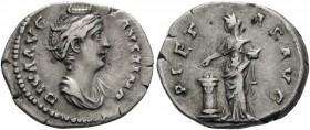 Diva Faustina Senior, died 140/1. Denarius (Silver, 19.3 mm, 2.94 g, 6 h), struck under Antoninus Pius, Rome, 141. DIVA AVG FAVSTINA Draped bust of Di...
