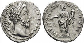Marcus Aurelius, 161-180. Denarius (Silver, 19 mm, 3.13 g, 11 h), Rome, 175-176. M ANTONINVS AVG GERM SARM Laureate head of Marcus Aurelius to right. ...