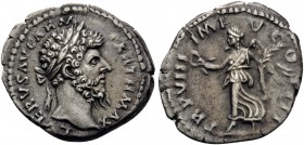 Lucius Verus, 161-169. Denarius (Silver, 20 mm, 3.20 g, 1 h), Rome, 168. L VERVS AVG ARM PARTH MAX Laureate head of Lucius Verus to right. Rev. TR P V...