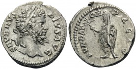 Septimius Severus, 193-211. Denarius (Silver, 18 mm, 2.65 g, 12 h), Rome, 201. SEVERVS PIVS AVG Laureate head of Septimius Severus to right. Rev. FVND...