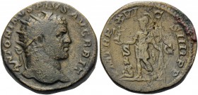 Caracalla, 198-217. Dupondius (Orichalcum, 25 mm, 12.67 g, 1 h), Rome, 213. ANTONINVS PIVZ AVG BRIT Radiate head of Caracalla to right. Rev. P M TR P ...