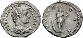 Geta, as Caesar, 198-209. Denarius (Silver, 19.5 mm, 3.10 g, 7 h), struck under Septimius Severus and Caracalla, Rome, 205-208. P SEPTIMIVS GETA CAES ...