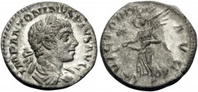 Elagabalus, 218-222. Denarius (Silver, 17.5 mm, 1.92 g, 5 h), Rome, 220-222. IMP ANTONINVS PIVS AVG Laureate and draped bust of Elagabalus to right. R...
