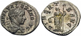 Severus Alexander, 222-235. Denarius (Silver, 18.5 mm, 2.75 g, 6 h), Antioch, 222. IMP SEV ALEXAND AVG Laureate and draped bust of Severus Alexander t...