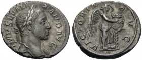 Severus Alexander, 222-235. Denarius (Silver, 19 mm, 2.99 g, 6 h), Rome, 230. IMP SEV ALEXAND AVG Laureate head of Severus Alexander to right, with sl...