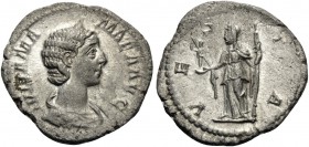 Julia Mamaea, Augusta, 222-235. Denarius (Silver, 19.5 mm, 1.78 g, 6 h), mother of Severus Alexander, Rome, 226. IVLIA MAMAEA AVG Diademed and draped ...