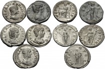 Women of the Severan Dynasty, 193-235. (Silver, 10.68 g). An attractive lot of five silver denarii of the Severan period, including Julia Domna (3), P...