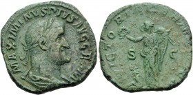 Maximinus I, 235-238. Sestertius (Orichalcum, 31 mm, 21.99 g, 12 h), Rome, 236-237. MAXIMINVS PIVS AVG GERM Laureate, draped and cuirassed bust of Max...