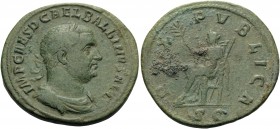 Balbinus, 238. Sestertius (Orichalcum, 32 mm, 17.73 g, 12 h), Rome. IMP CAES D CAEL BALBINVS AVG Laureate, draped and cuirassed bust of Balbinus to ri...