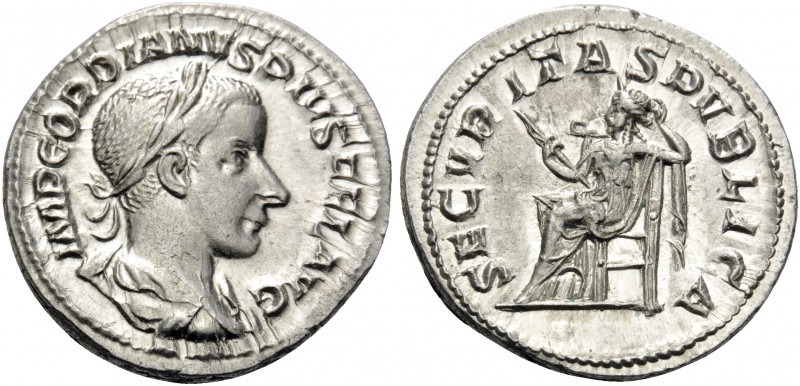 Gordian III, AD 238-244. Denarius (Silver, 20 mm, 3.12 g, 1 h), Rome, 240. IMP G...