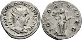 Philip I, 244-249. Antoninianus (Silver, 22 mm, 4.33 g, 6 h), Rome, 244. IMP M IVL PHILIPPVS AVG Radiate, draped and cuirassed bust of Philip I to rig...
