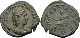 Otacilia Severa, Augusta, 244-249. Sestertius (Orichalcum, 33 mm, 21.65 g, 12 h), struck under her husband Philip I, Rome, 246. MARCIA OTACIL SEVERA A...