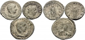 Gordian III, Philip I and Otacilia Severa, 238-249. (Silver, 11.56 g). Lot of three silver Antoniniani of Gordian III (1), Philip I (1) and his wife, ...